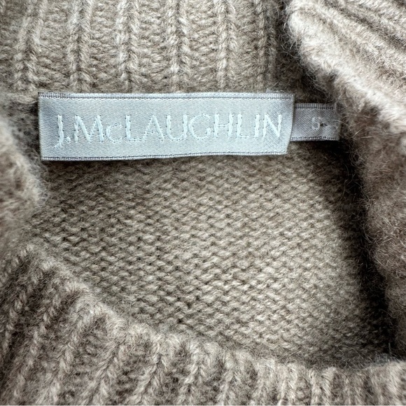 J. McLaughlin 100% Cashmere Mock Neck Relaxed Fit Neutral Tan Sweater Size Small - Picture 8 of 9